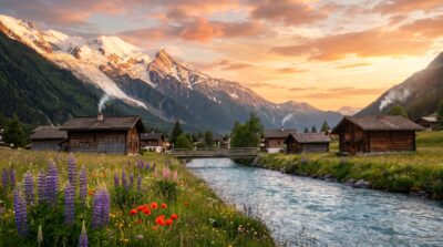 Hidden Alpine Village Wallpaper
